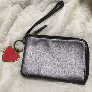 Fossil Corner Zip Wristlet Wallet Metallic Grey